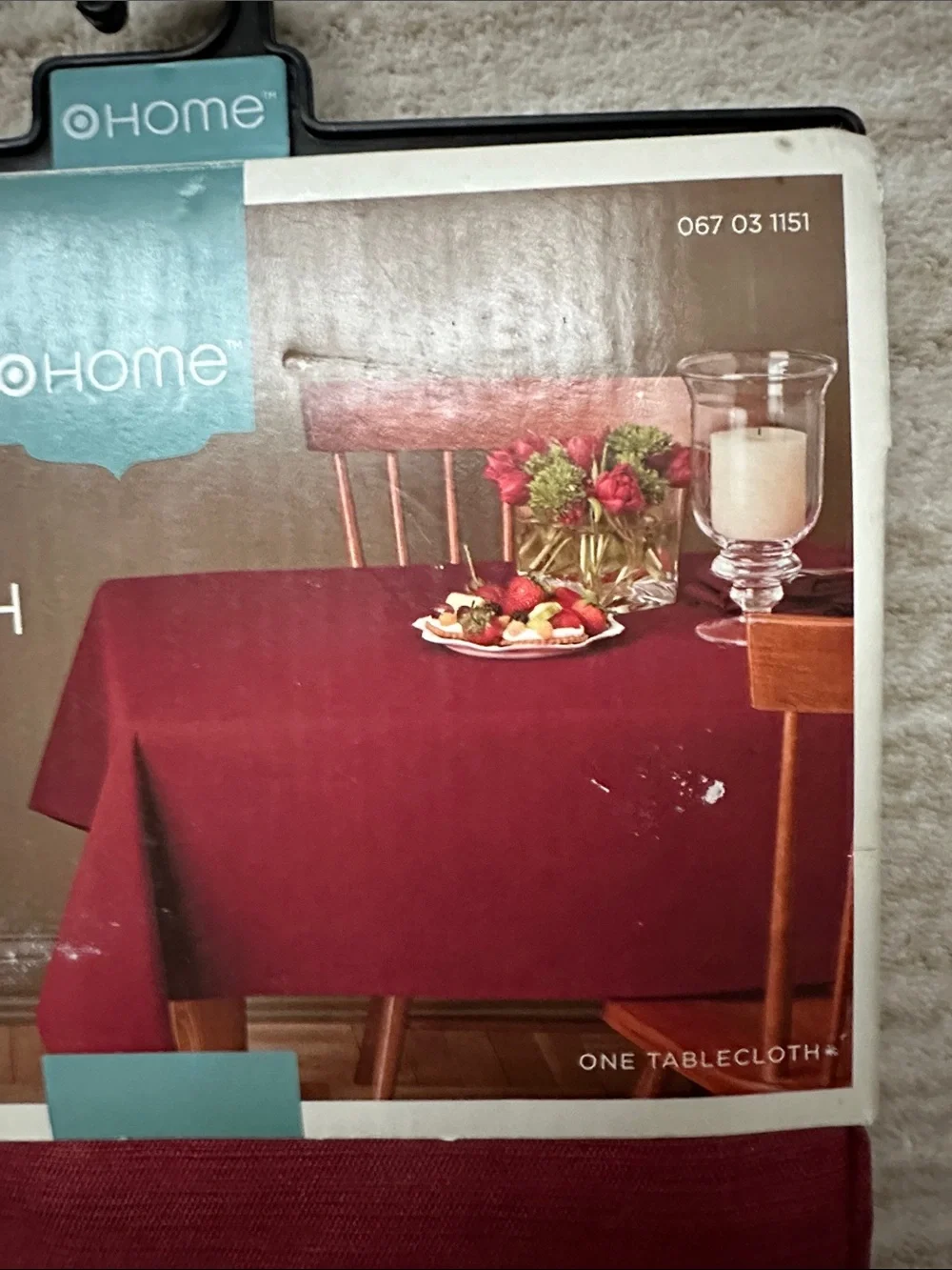NWT Target Home Tablecloth Red Cotton Polyestery Size 60” x 84”